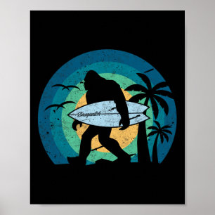 Bigfoot-Surfer-Shirt Lustig Sasquatch Yeti Surfen Poster