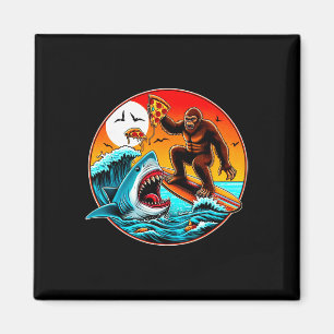 Bigfoot-Surfing-Pizza essender Hai-Angriff Lustige Magnet