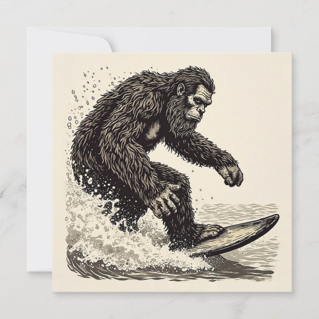 Bigfoot Surft Einladung (Vorderseite)