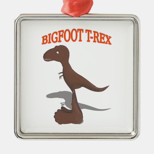 Bigfoot T-Rex Zeichnend Ornament Aus Metall (Vorne)
