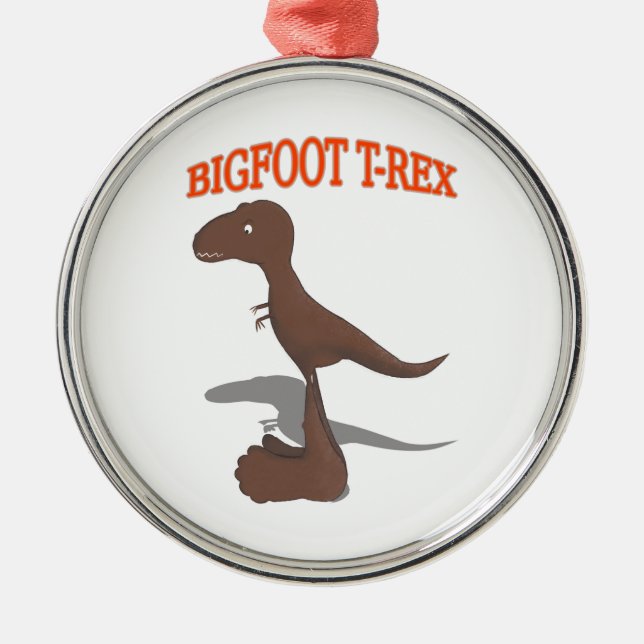 Bigfoot T-Rex Zeichnend Silbernes Ornament (Vorne)