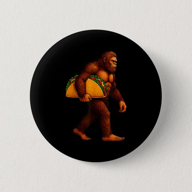 Bigfoot Taco Sasquatch Walking Taco Lustiges Shirt Button (Vorderseite)
