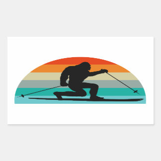 Bigfoot Telemark Skifahren Rainbow Rechteckiger Aufkleber