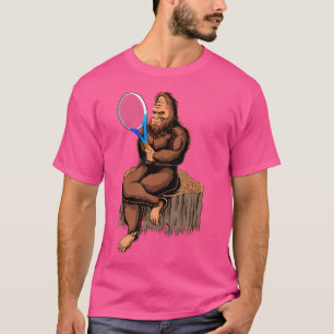 Bigfoot-Tennis-Wald Lustiger Sasquatch-Tennisschlä T-Shirt