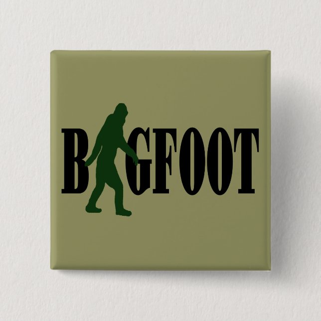 Bigfoot Text & Green Squatch Grafik Button (Vorderseite)