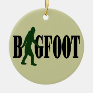 Bigfoot Text & Green Squatch Grafik Keramik Ornament