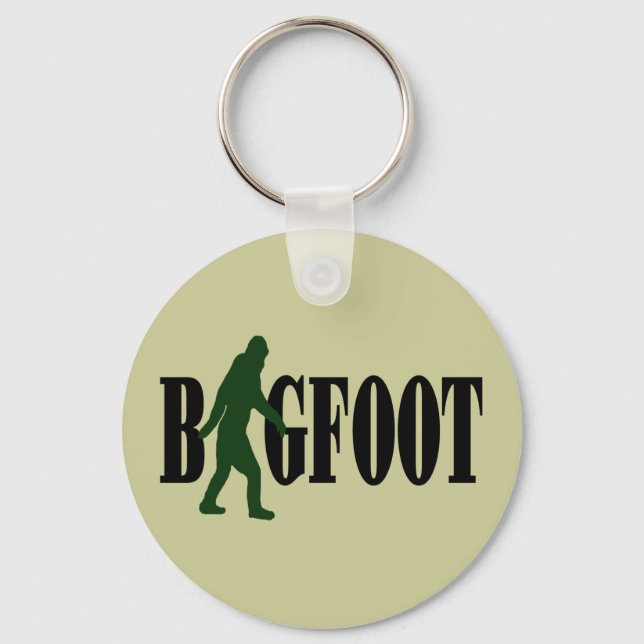 Bigfoot Text & Green Squatch Grafik Schlüsselanhänger (Vorderseite)