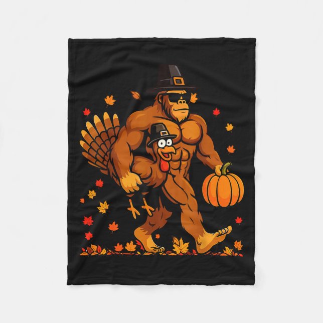 Bigfoot Thanksgiving Turkey Funny Thanksgiving Sas Fleecedecke (Vorderseite)