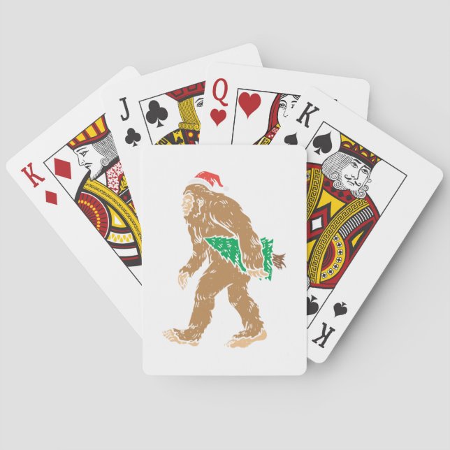 Bigfoot Tragend Weihnachtsbaum Funny Sasquatch Xm Spielkarten (Rückseite)