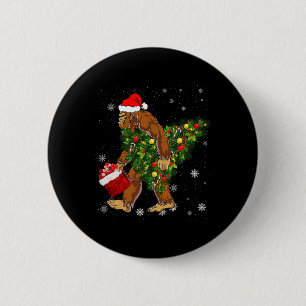 Bigfoot Tragend Weihnachtsbaum Sasquatch Glaube Button