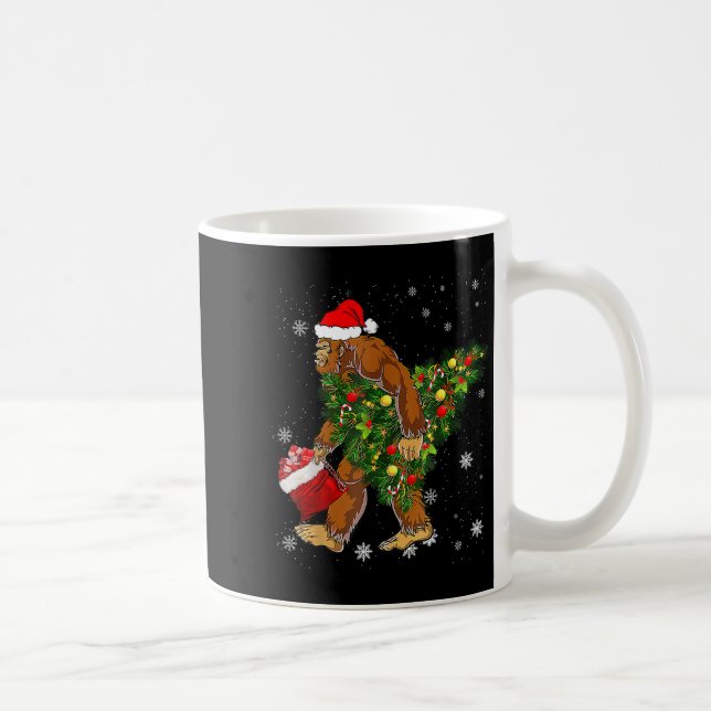 Bigfoot Tragend Weihnachtsbaum Sasquatch Glaube Kaffeetasse (Rechts)