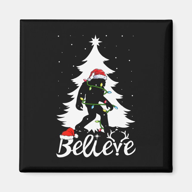 Bigfoot Tragend Weihnachtsbaum Sasquatch Glaube Magnet (Vorne)