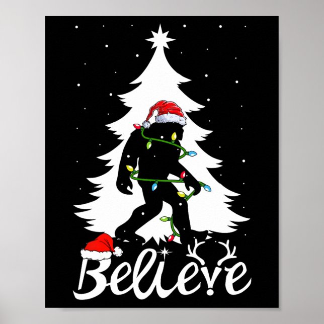 Bigfoot Tragend Weihnachtsbaum Sasquatch Glaube Poster (Vorne)