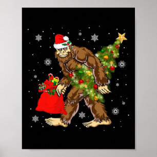 Bigfoot Tragend Weihnachtsbaum Sasquatch Glaube Poster