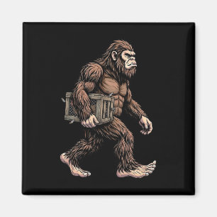 Bigfoot trägt Hühnerkiste Sasquatch-Farm Humor Magnet