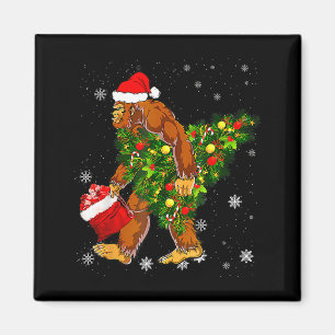 Bigfoot trägt Weihnachtsbaum Sasquatch Gläubiger Magnet