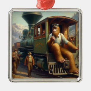 Bigfoot Train Engineer Ornament Aus Metall