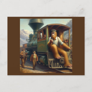Bigfoot Train Engineer Postkarte