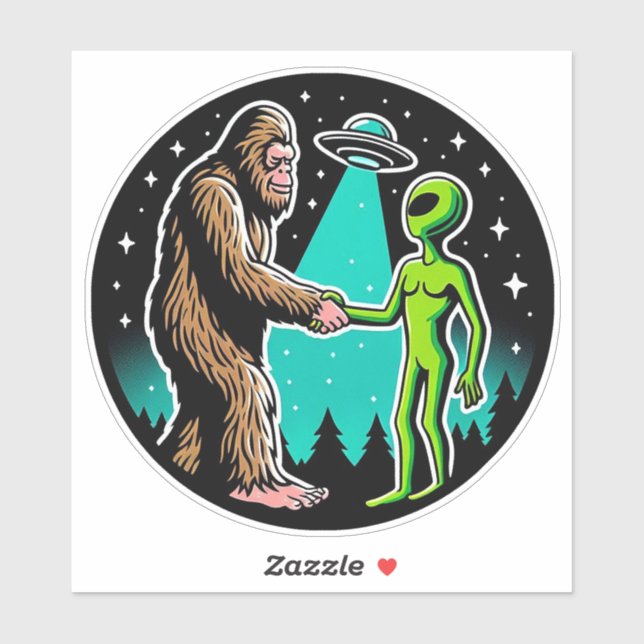 Bigfoot trifft Alien Aufkleber (Blatt)