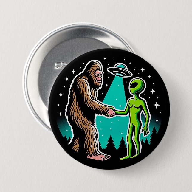Bigfoot trifft Alien Button (Vorne & Hinten)