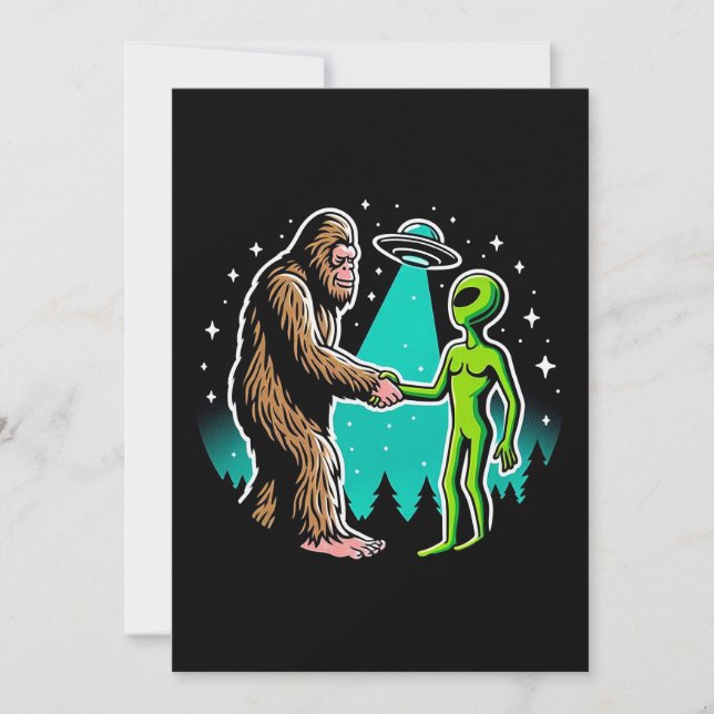Bigfoot trifft Alien Einladung (Vorderseite)