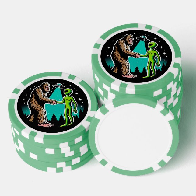 Bigfoot trifft Alien Pokerchips (Stapel)