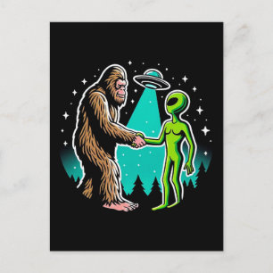 Bigfoot trifft Alien Postkarte