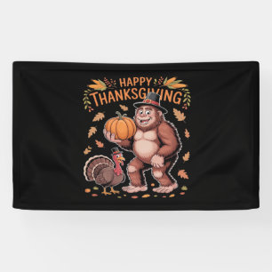 Bigfoot Turkey Pumpkin Erntedank Day Classic T- Banner