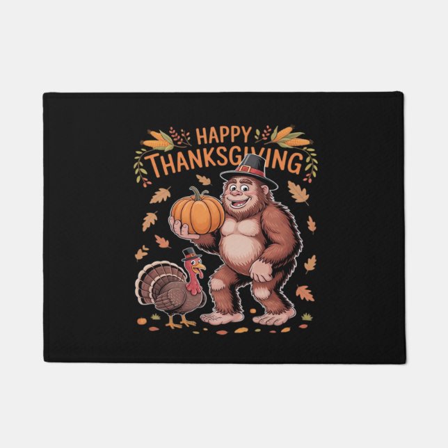 Bigfoot Turkey Pumpkin Erntedank Day Classic T- Fußmatte (Vorderseite)