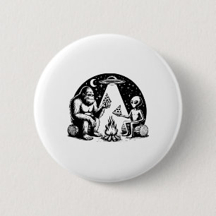 Bigfoot Ufo Alien Pizza Lagerfeuer Wandern Camper Button