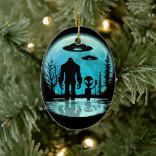 Bigfoot UFO Außerirdischer Keramik Ornament