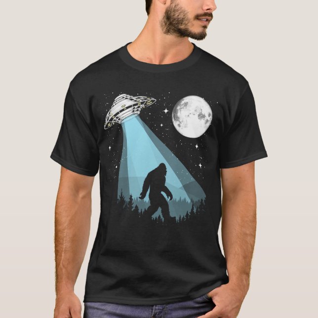 Bigfoot & UFO Verschwörung - Mond, Sterne, Night & T-Shirt (Vorderseite)