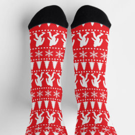 Bigfoot Ugly Christmas Sweater Red Socken