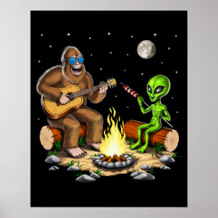 Bigfoot und Alien Camping Poster