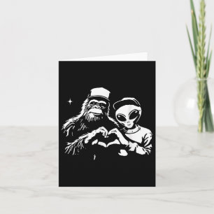 Bigfoot und Alien Herz Hände Lustige Valentinstage Karte