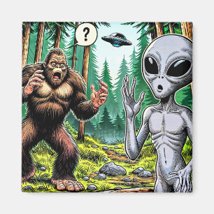 Bigfoot und Alien Spaß Magnet