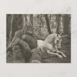 Bigfoot und ein Einhorn Vintage Fotografie Postkar Postkarte