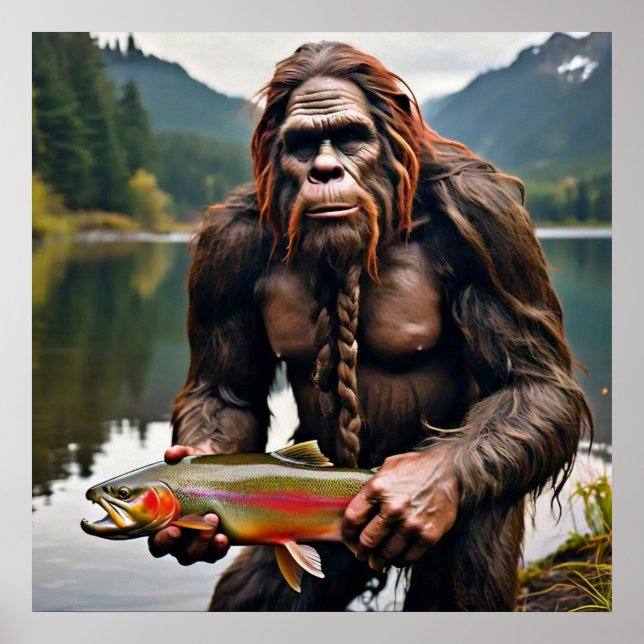 Bigfoot und Forelle Poster (Vorne)