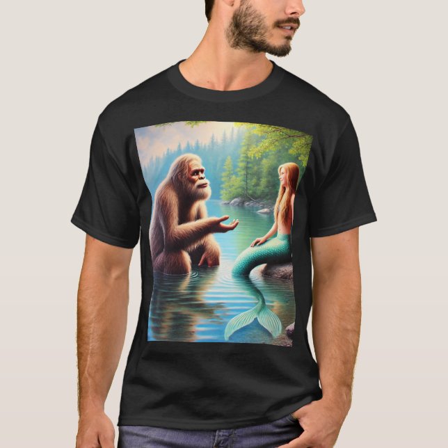 Bigfoot und Meerjungfrau - Freunde für immer T-Shirt (Vorderseite)