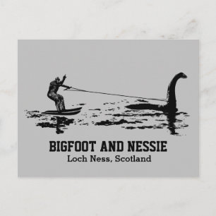 Bigfoot und Nessie Loch Ness Personalisiert Text P Postkarte