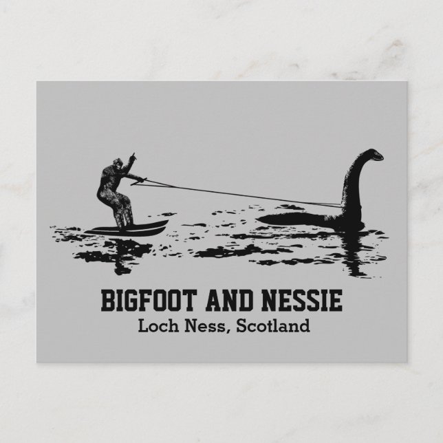 Bigfoot und Nessie Loch Ness Personalisiert Text P Postkarte (Vorderseite)