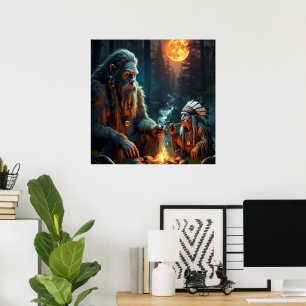 Bigfoot und Obermoonlit Forest Poster