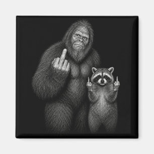 Bigfoot und Waschbär Stinkefinger Magnet