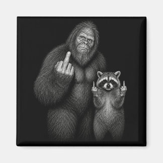 Bigfoot und Waschbär Stinkefinger Magnet