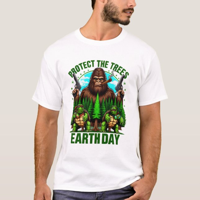 Bigfoot und zwei Turtles: Bewaffnete Begegnungen T-Shirt (Vorderseite)