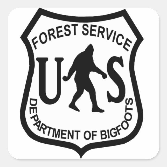 Bigfoot US Forest Service Quadratischer Aufkleber (Vorderseite)