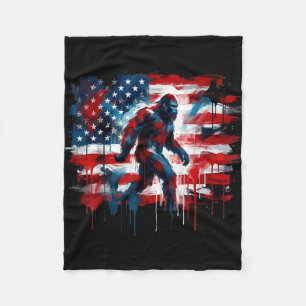 Bigfoot USA Amerikanische Flagge Sasquatch patriot Fleecedecke