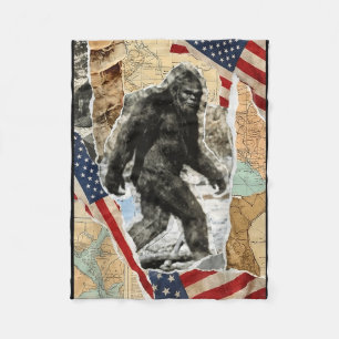 Bigfoot USA Amerikanische Flagge Sasquatch patriot Fleecedecke