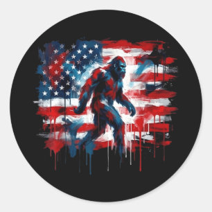 Bigfoot USA Amerikanische Flagge Sasquatch patriot Runder Aufkleber