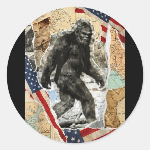 Bigfoot USA Amerikanische Flagge Sasquatch patriot Runder Aufkleber
